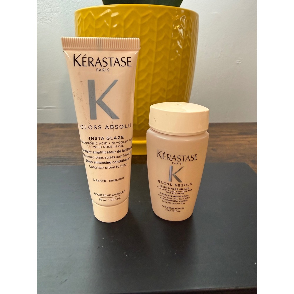 Kerastase Gloss Absolu Insta Glaze & Bain Hydra-Glaze Travel Duo 30ml Each